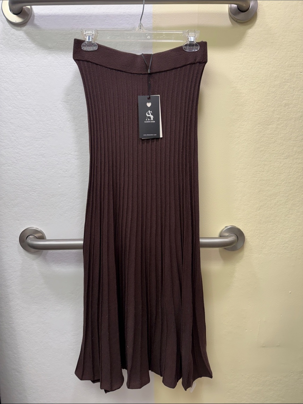 Women’s Ribbed Midi Skirt - Dark Brown